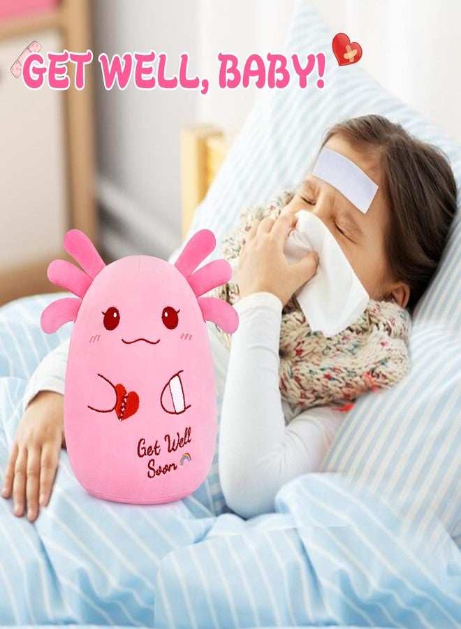 LSYDCARM Get Well Soon Axolotl Plush Toy, Pink Axolotl Get Well Soon Gift for Kids Women,Soft Stuffed Animal Cute Pink Huggable Pillow Kawaii Plushies Gift for Girls Boys - Image 2